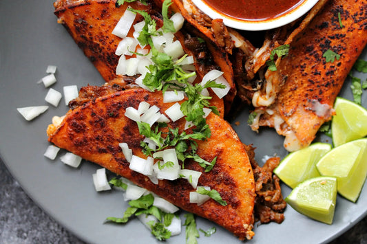 Vegan Birria Tacos with Consume